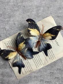 1 件复古优雅双层雪纺蝴蝶发夹，复古波西米亚花卉印花多功能发饰，适合所有季节爪夹发夹发夹 - 蝴蝶薄紗髮夾/多色 - 查看 8