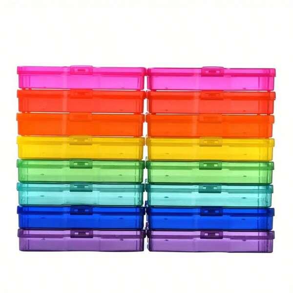 8pcs Mini Plastic Storage Boxes, 4x6 Inches, Mixed Colors (Rainbow), Multipurpose Organizer For Photos, Jewelry, Data Cables, Craft Supplies, And Small Accessories, Transparent Lid With Snap-Lock Mechanism, Lightweight And Portable Design For Home, Office, Or Travel Use, Storage Organizer, Sewing Storage