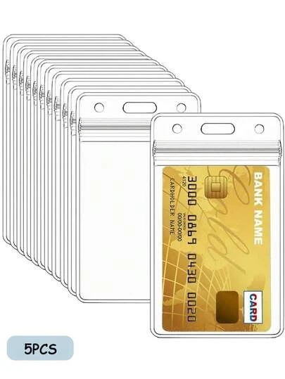 5/10pcs Waterproof PVC Card Holders, Horizontal And Vertical Transparent Card Sleeves, Suitable For Student ID, Transit Cards, Card Protectors, Suitable For Teachers, Students, Nurses, Office Workers, Doctors, Government Officials, Volunteers And Others