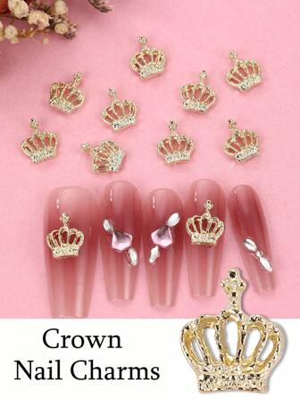 50Pcs Dazzling Crown-Shaped Nail Charms Set - Sparkling Rhinestones Nail Art Decorations For Diy Manicure Design, Unscented, Perfect For Nail Jewelry And Nail Art Enthusiasts Nail Supplies Nails Nail Gems