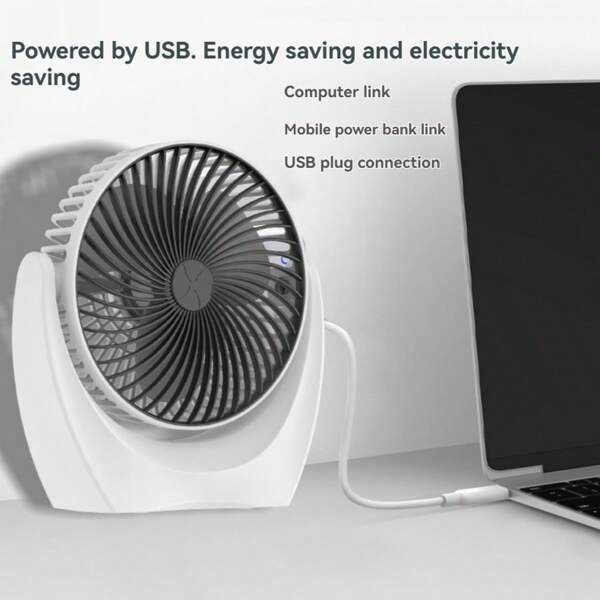 1pc Mini Desktop Household Tabletop Air Circulator Fan, Portable USB Powered, Multi-Speed Adjustment, Stable Base, Fashion Minimalist Appearance