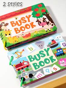 儿童安静书可反复撕贴纸书钩环配对益智玩具启蒙益智忙碌书早教益智玩具