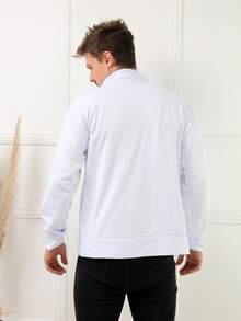 VII.TP Cold Weather Blouse Men's Hoodless Sweatshirt With Zipper Cold Weather Coat - White - View 4