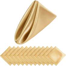 New-2025  12 Piec Satin Napkin Square 20 X 20 Inch Dinner Napkins Weddings Party Napkin Soft Table Napkins For Romantic Weddings Party Dinner Dration (Gold) - 金色 20 x 20 英寸 - 查看 1