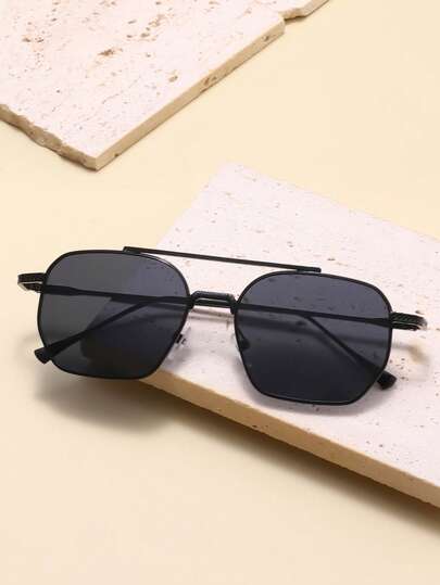 1 Cặp kính gọng đôi cổ điển cỡ lớn, nhẹ, phong cách Châu Âu và Mỹ, thích hợp cho lái xe, phi công, thời trang