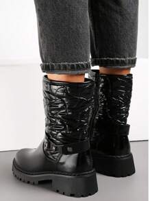 Bottines courtes plateforme à patchwork brillant polyvalent et
