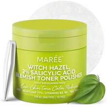 MAREE Glycolic Acid Polishes - Toner Pads For Face Cleansing - Tea Tree Oil, Salicylic Acid & Vitamins E, B3, B5 - Facial Peel & Radiance Deep Cleaning Effect - 50 Count Halloween Christmas New Year - Blemish Toner Pads - 查看 1