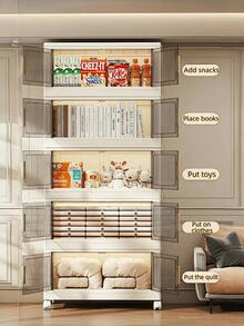 1 件 45 厘米/17.7 英寸宽折叠透明收纳柜，多层设计，方便安装和存放。它是一款收纳柜，可用于存放玩具、零食、衣物、书籍、杂物，以及客厅厨房收纳柜。