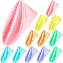 New-2025  12 Piec Satin Napkins Soft Dinner Napkins Multicolor Square Weddings Table Napkins 17 X 17 Inch For Rtaurant Weddings Party Dinner Dration (Pastel Rainbow) - Pastel Rainbow 17 x 17 inch - View 1