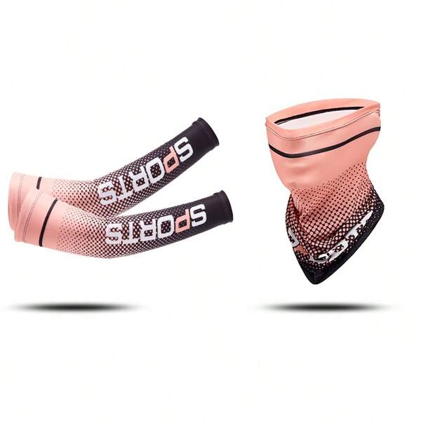 1 set de mangas para el brazo y cubrebocas de seda de hielo resistente a los rayos UV, unisex, para ciclismo, pesca y actividades al aire libre