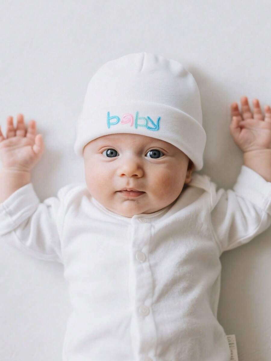 1pc Embroidered Baby Cap Hat, Warm, Breathable, Windproof And Protective, 0-6 Months Old Baby Boys And Girls, Thin And Comfortable, Suitable For Daily Use In Hospitals And Outdoors, Cute And Exquisite Gift Hat, Spring And Summer Style - Multicolor - View 1