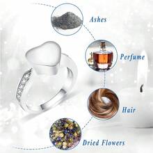 Anel de urna em forma de coração para cinzas de animais de estimação/humanos, joia memorial, anéis de dedo para cremação com pegada de pata - formato de coração - Ver 5