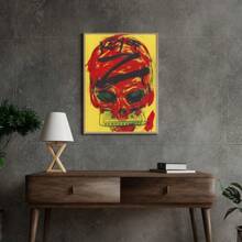1pc Red Skull Holding A Harmonica Prints Canvas Painting "Creative Skull - Harmonica Art" Decor For Bedroom ,Living Room ,Office Room ,Wall Decor