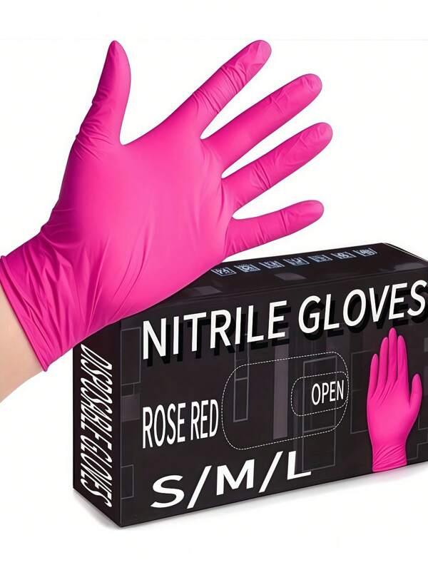 Guanti monouso in nitrile rosa scuro, impermeabili, resistenti e leggeri, adatti per la pulizia domestica, la cura degli animali domestici, la tintura dei capelli, senza piombo e senza alcol (taglia S/M/L), guanti per la pulizia multiuso, guanti per la pulizia alla moda, speciali per chi lavora in cucina.