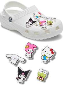 Sanrio 5pcs Cute KT Cat PVC Shoe Charms, Cartoon Hole Shoes Decorations, Travel & Beach Shoes Accessories Back To School