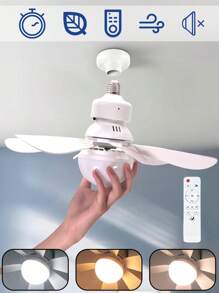 1 pezzo Ventilatore da soffitto a LED con luce e telecomando, ventilatore a 6 pale con spina, intensità luminosa e velocità del vento regolabili, adatto per soggiorno, camera da letto, cucina e ristorante - illuminazione smart per la casa bianca