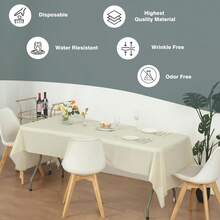 (12-Pack Heavy Duty Plastic Table Covers Tablecloth (Reusable) (Rectangle 54" X 108", Ivory) - Multicolor - View 5