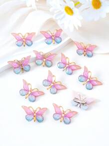 10 pièces/set Pinces à cheveux papillon 3D mignonnes et colorées dégradées pour filles, accessoires capillaires pour filles, convenant pour les fêtes, le port quotidien et un cadeau idéal. Pinces, pinces à cheveux, barrettes, barrettes à cheveux, fournitures scolaires