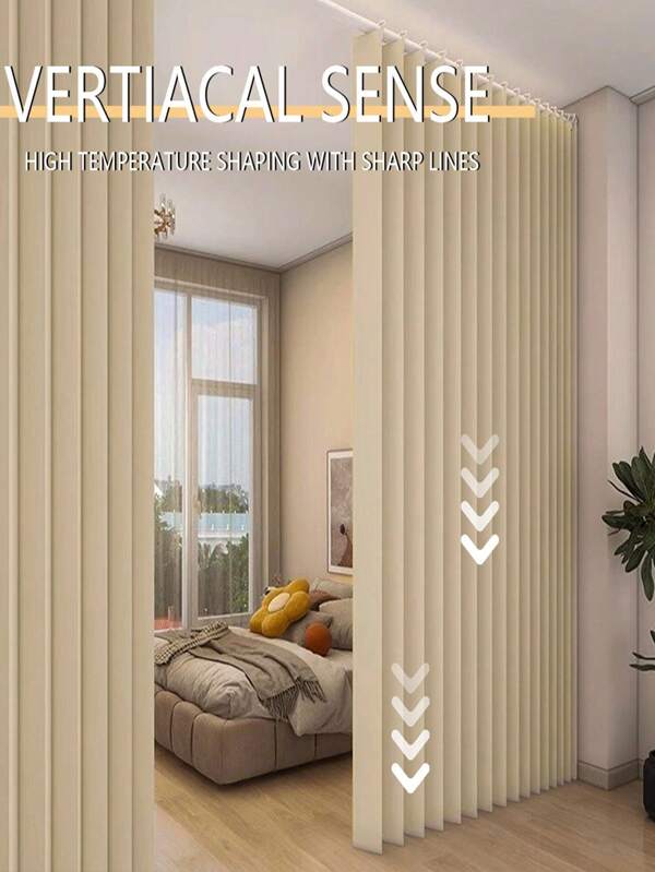 1 pieza de Nueva cortina plisada de alta temperatura y color beige, cortina de uso múltiple para ventana de villa, balcón, sala de estar, dormitorio, decoración opaca