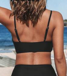 Women's Bikini Top Bathing Suit V Neck Adjustable Spaghetti Straps Twist Front - 黑色 - 查看 2