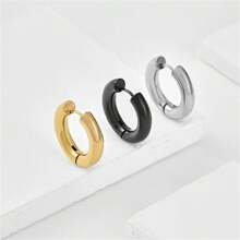 1 Pair Women's Luxurious High-Quality Hoop Earrings, Large Circle Stainless Steel Metal Classical Exaggerated Party Queen Fashion Ear Jewelry
