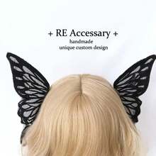 Horquilla gótica con alas de para Cosplay, tocado de demonio, cuernos Harajuku, pinza para el pelo de plumas bordadas, accesorios de Anime - Negro - 2 piezas - Ver 13