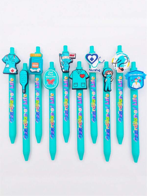 Set de 10/15 bolígrafos de temática médica, serie de bolígrafos neutros de doctor/enfermera, bolígrafos de regalo para días festivos, útiles de oficina diarios, artículos de papelería escolar, de vuelta a la escuela