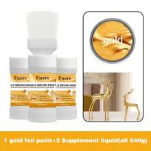 Gold/Silver Foil Paint, 180g/300g, Various Sizes, Water-Based, Suitable For Indoor/Outdoor, Metal, Wood Surfaces, Contains /Silver Powder