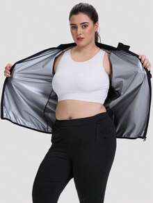 1PC Plus Size Women Sauna Jacket Zipper Long Sleeve Slimming Sweat Sauna Suit