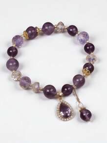 1 pulseira com pingente de cristal de lavanda da moda coreana, joia estilo romântico para mulheres