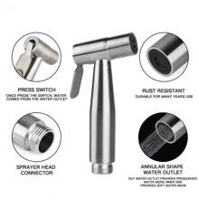 1 Set Black 304 Bidet Sprayer, 1.2m/120cm Black Reinforced Hose, Stainless Steel Toilet Bidet Douche - Handheld Bidet Sprayer With 1.2m/120cm Hose And Sprayer Holder, Ideal For Feminine Hygiene, Diaper Cleaning And Reducing Toilet Paper Waste, Christmas, Easter, Mother's Day, Valentine's Day, Birthday Gift, Black Bidet Toilet Attachment