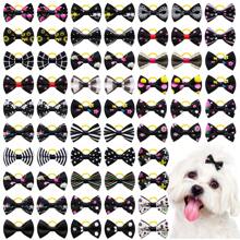 20pcs Random Pack Durable High-End Bowknot Pet Hair Accessories, Cat & Dog Headbands, Hair Ties In Black Series