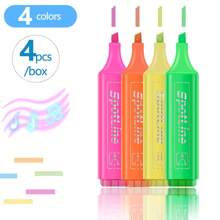 4pcs/6pcs Colorful Fluorescent Highlighter Pens, Bright Angled Fluorescent Marker Pens School Supplies,Back To School