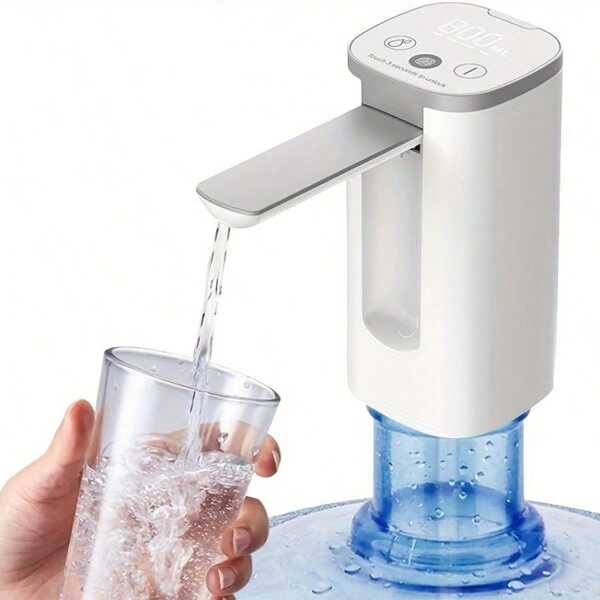 1 Stück tragbare elektrische Wasserspenderpumpe, passend für 5 Gallonen Flasche, mit digitalem Display, USB-C aufladbar, faltbarer Auslauf, gemessene und kontinuierliche Wasserabgabe, geeignet für Büro, Camping, Gastronomie - wiederaufladbarer Lithium-Ionen-Akku 1200 mAh