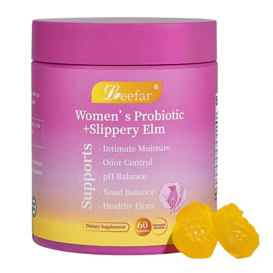LEEFAR Her Juicy Feminine Probiotic Gummies – PH Balance & Intimate Comfort – Slippery Elm, Prebiotics & Lactobacillus Blend – Vegan, Hawaiian Pineapple Flavor – 60 Count (Pack Of 1) - Pack of 1 - 查看 1