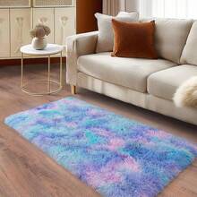 Soft Fluffy Shag Throw Area Rug, 2x4 Black, Non-Slip Bedroom, Hallways, Bedside, Dorm, Living Room - Long Shaggy Rug - Purple Rainbow - View 2