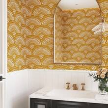 Boho Style Mustard Yellow Geometric Wallpaper Peel And Stick| Removable Adhesive Contact Paper Walls - 17.7" X 354" - View 6