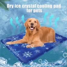 1 pièce Tapis de refroidissement pour animaux de compagnie avec injection d'eau, Tapis de refroidissement pour animaux de compagnie en été, Couverture de refroidissement pour chiens et chats, Convient aux animaux de compagnie de taille moyenne et petite à utiliser pendant le sommeil et le repos en été, Renforcez l'effet de refroidissement avec de la poudre de glace sèche incluse