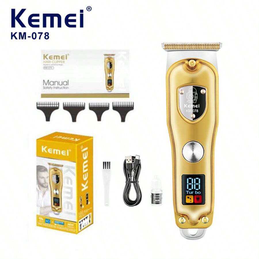 Kemei KM-078 Electric Hair Clippers USB Rechargeable Barber Haircut Machine High Quality Wireless Hair Cutting For Home Use Beard Trimmer For Men 1PC