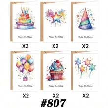 12pcs Colorful Birthday Thank You Cards Set With Envelopes, Greeting Cards For Invitations, Gifts & Celebrations
