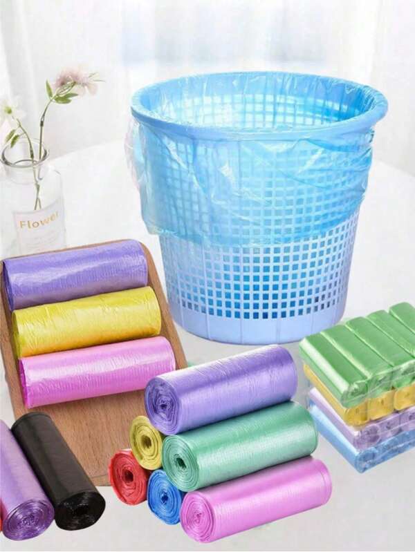 12 peças/1 rolo de sacos de lixo de cozinha, várias cores, sacos de lixo domésticos para ambientes internos, você pode escolher a cor do saco de lixo, sacos de lixo domésticos portáteis