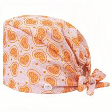 1 pieza Gorra ajustable de mujer con patrón de corazón y floral, talla única, absorbe el sudor con banda elástica, adecuada para salón de belleza, veterinaria, médico, enfermera, trabajador de saneamiento