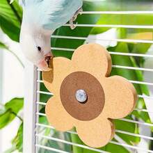 Parrot Chewing Toy, Soft Wood Teether, Rotating Entertainment Toy With Peony Pattern - Multicolor - View 3