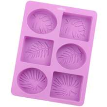 1 Peça, Molde de Sabão de Óleo Essencial Artesanal com 6 Grades em Forma de Folha Oval Quadrada, Molde de Silicone Artesanal DIY - Formas de Folha Redonda e Quadrada, Adequado para Sabão, Resina, Velas, Antiaderente, Reutilizável, Perfeito para Projetos Criativos, Molde de Silicone para Fabricação Artesanal de Sabão com 6 Folhas Quadradas Diferentes Oval Resistente a Altas Temperaturas
