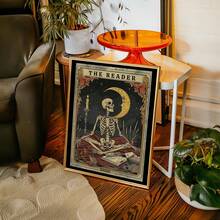 1幅哥特式塔罗牌解读骷髅墙画，女巫图书馆海报，暗黑学院风神秘无框画，适合阅读角/宿舍装饰，完美礼物及派对装饰（神秘书籍墙饰，返校季），万圣节装饰，圣诞节装饰，感恩节，婚礼，家居装饰，秋季装饰，生日装饰，礼物，派对用品，室内节日装饰，墙画，万圣节配件 - 彩色 - 查看 5