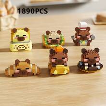 1个可爱的成年水豚积木，14岁以上适用，400多块积木，生日礼物，DIY动物系列积木，桌面摆件，减压，舒缓压力，家居收藏装饰，拼装玩偶，办公桌摆件，节日礼物，父亲节礼物，结婚礼物，婚礼装饰，毕业礼物 - 彩色 - 查看 14