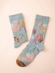 Seaweed Print Crew Socks - Multicolor - View 3