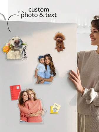 1pc Personalized Magnets For Fridge Personalized Acrylic Shaped Refrigerator Magnet With Photo Pet Portrait Waterproof Fridge Decal Home Decoration.Customized Photos And Text Refrigerator Magnets.Turn Your Favorite Moments Into Vibrant Acrylic Photo Magnets.Perfect For Family Photos,Pets,Or Special Occasions