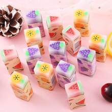 1 pieza Borradores con diseño de frutas, borradores suaves con temática de frutas, borradores mini lindos con patrones, borrables para marcas de lápiz, adecuados para útiles escolares y regalos navideños (color y estilo aleatorios), útiles escolares, de vuelta a clases