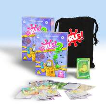 Virus 1 / Virus 2 El juego de mesa talla grande popular, con barajas de cartas y paquetes de cartas diseñados de forma única, juguetes de mesa, disponibles en inglés, francés y español, adecuados para juego familiar, mejor adaptado para equipos de 2 a 8 jugadores y la combinación de juguetes de cartas talla grande asequible que se puede regalar en Navidad, Día de la Independencia